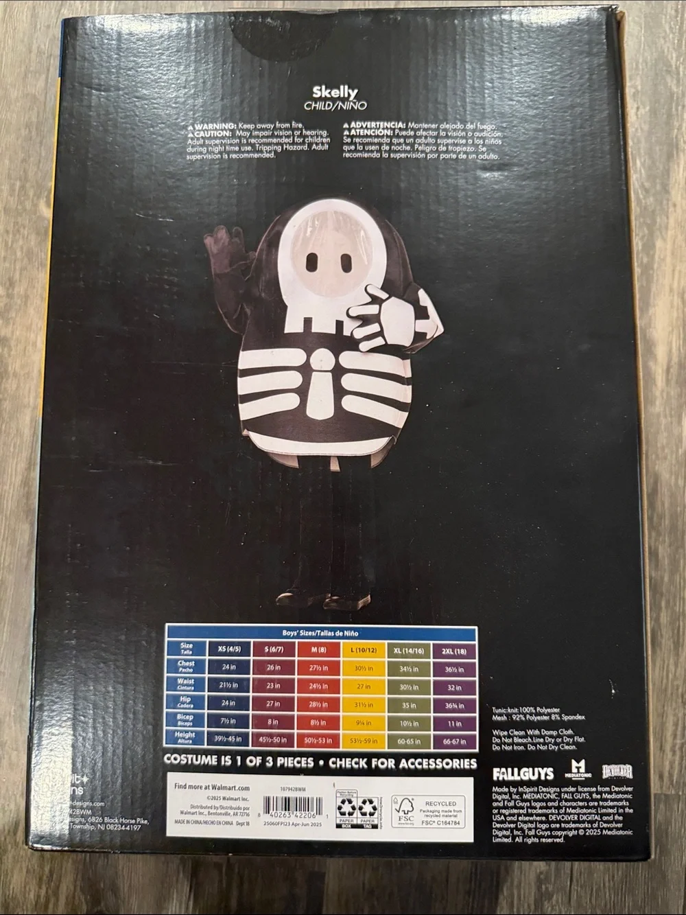 Fall Guys Skelly Foam Halloween Costume - Black & White child size